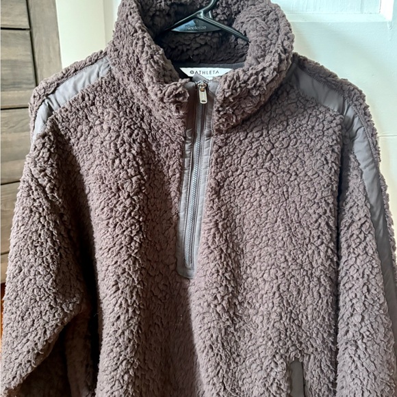 Athleta Jackets & Blazers - Athleta Brown Sherpa Half-Zip Pullover